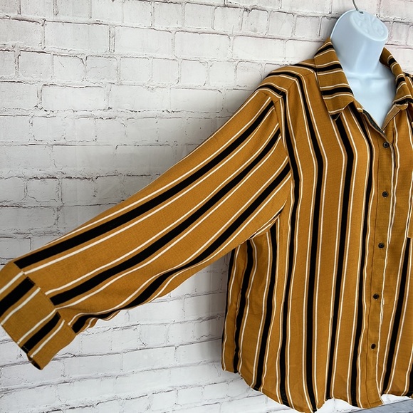 Wild Fable mustard yellow striped long sleeve shirt size 2XL - Picture 8 of 14